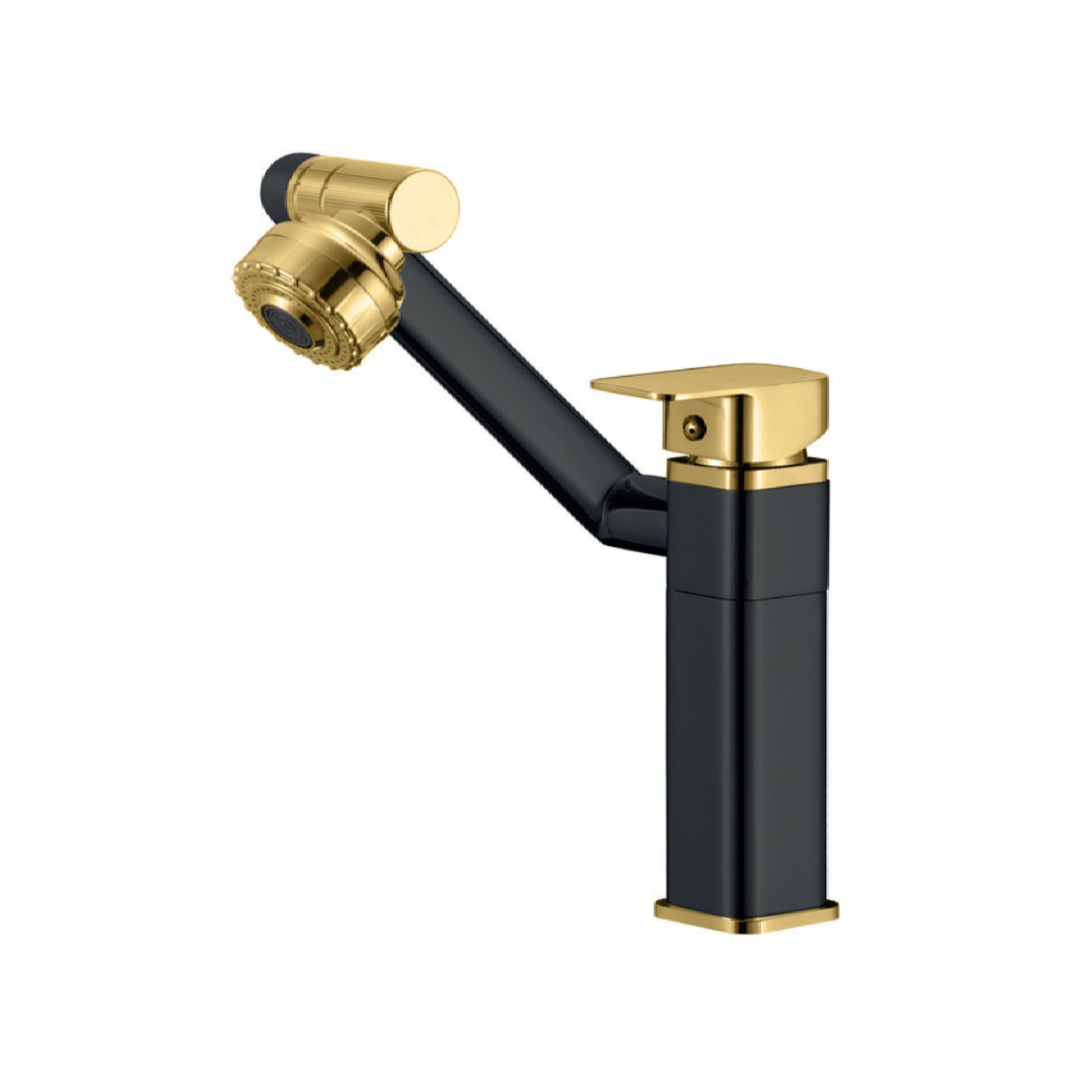 Mezcladora Giratoria P/Lavatorio NRVA C/2 Funciones - Black&Gold - Bronce - Fratelli