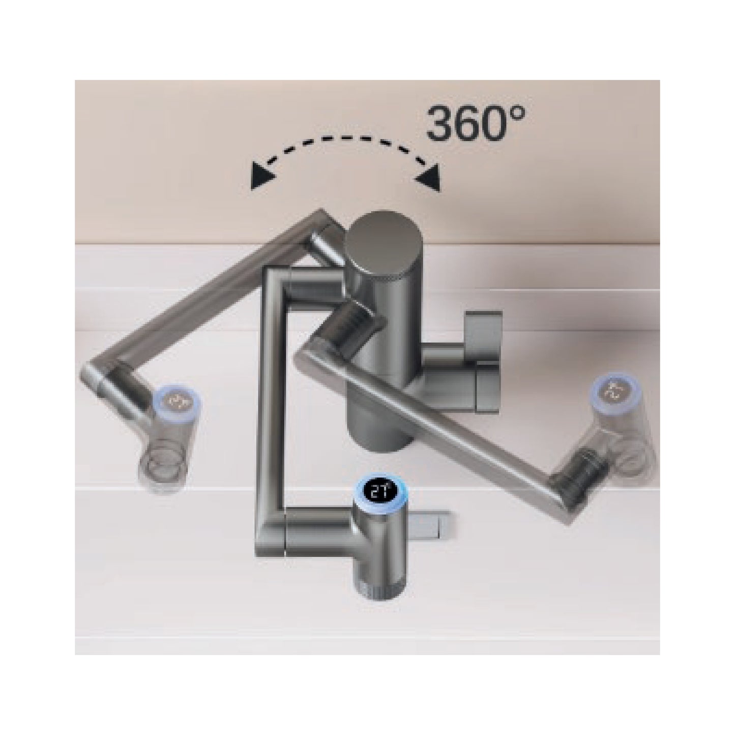MEZCLADORA MONOC. P/LAVATORIO AL MUEBLE MODERNA HONGKONG ELEVABLE,  EXTRAÍBLE C/2 FUNCIONES BRONCE GUN GREY - FRATELLI PREMIUM