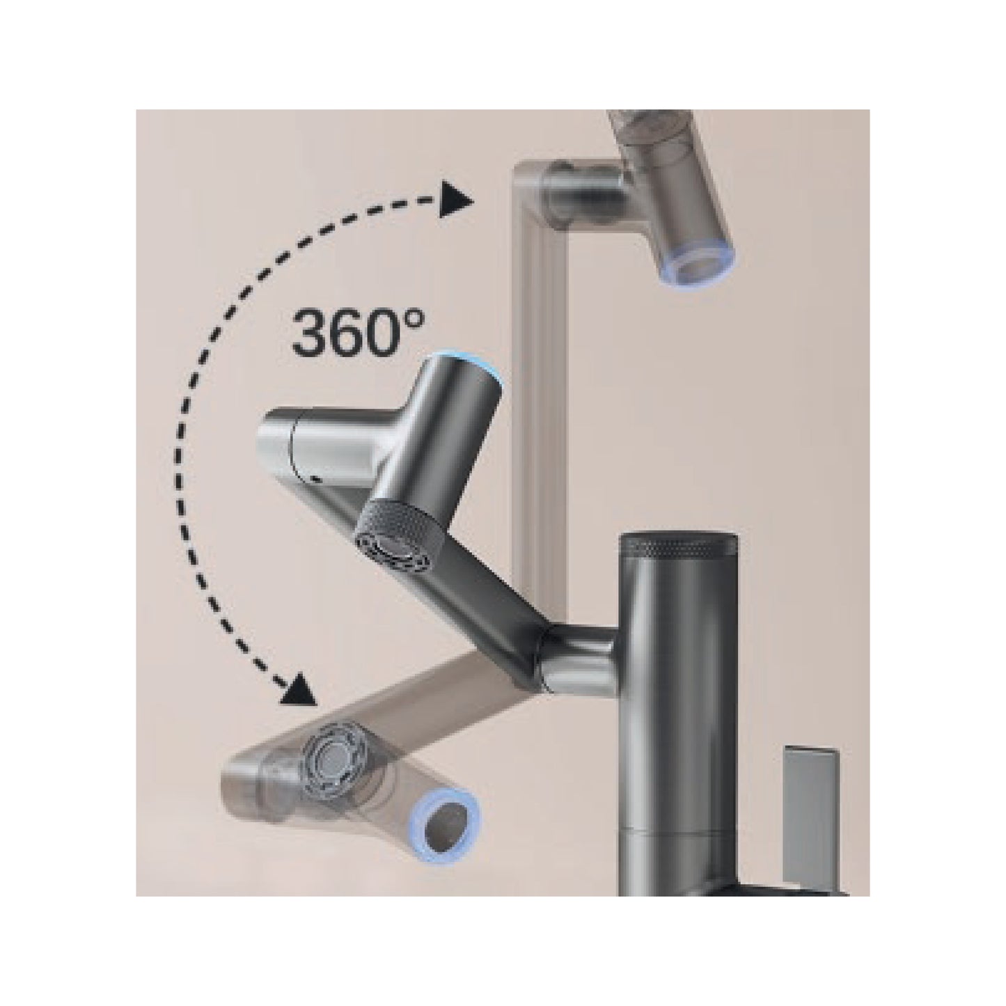 MEZCLADORA MONOC. P/LAVATORIO AL MUEBLE MODERNA HONGKONG ELEVABLE,  EXTRAÍBLE C/2 FUNCIONES BRONCE GUN GREY - FRATELLI PREMIUM