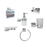 SET P/BAÑO 6PZAS  70300C ACERO MATE 304 BASE CUADRADA - FRATELLI