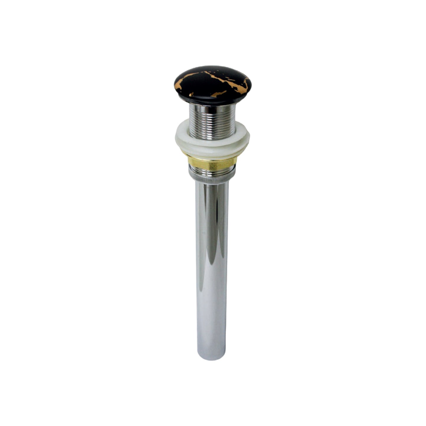 Desagüe Push Cerámico S/Rebose P/Bowl (150-B) Marmoleado Negro C/Dorado Cola (23 CM) - Fratelli