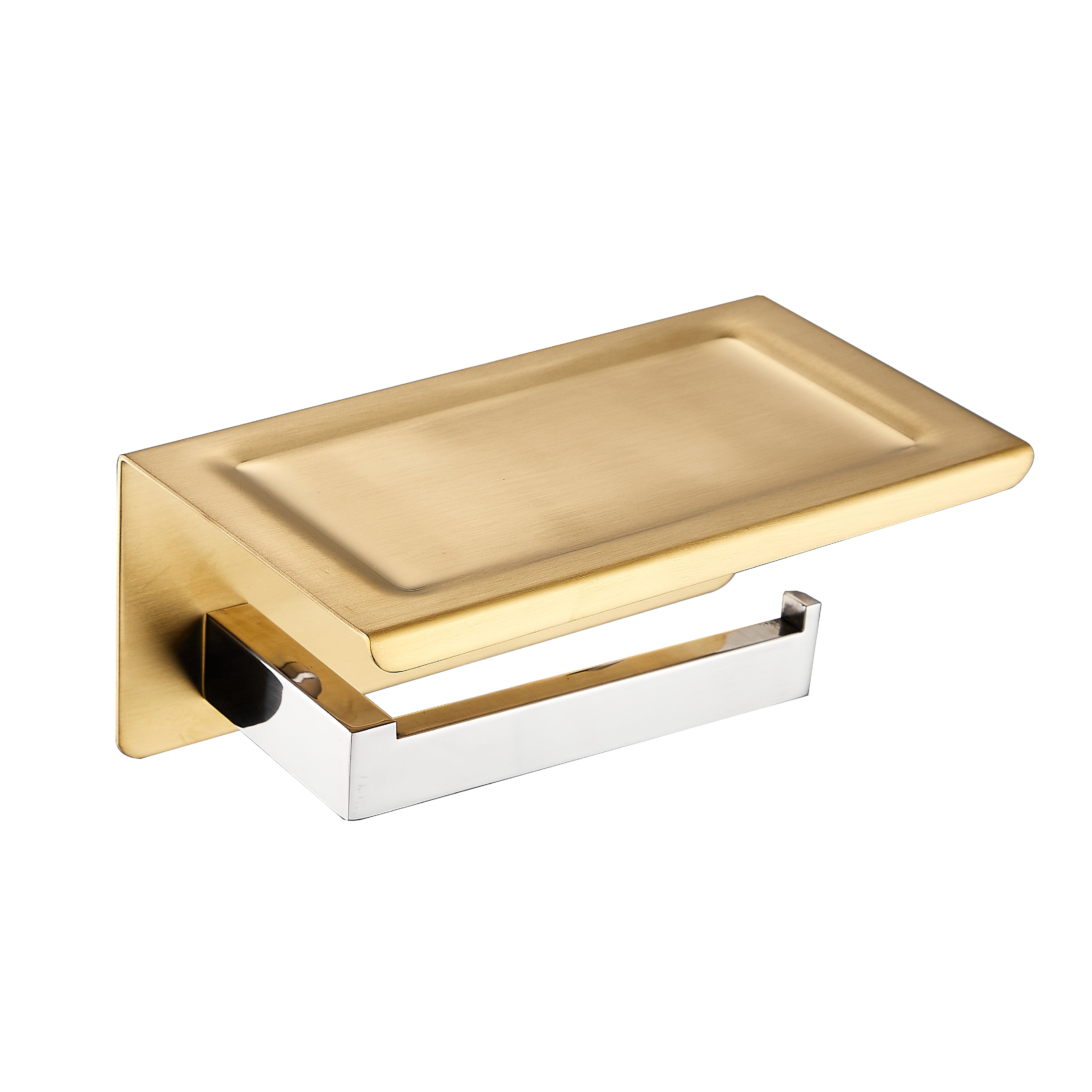 Papelera Con Holder Celular F9200-3 Minimalista Ss 304 Cromado & Gold -Fratelli