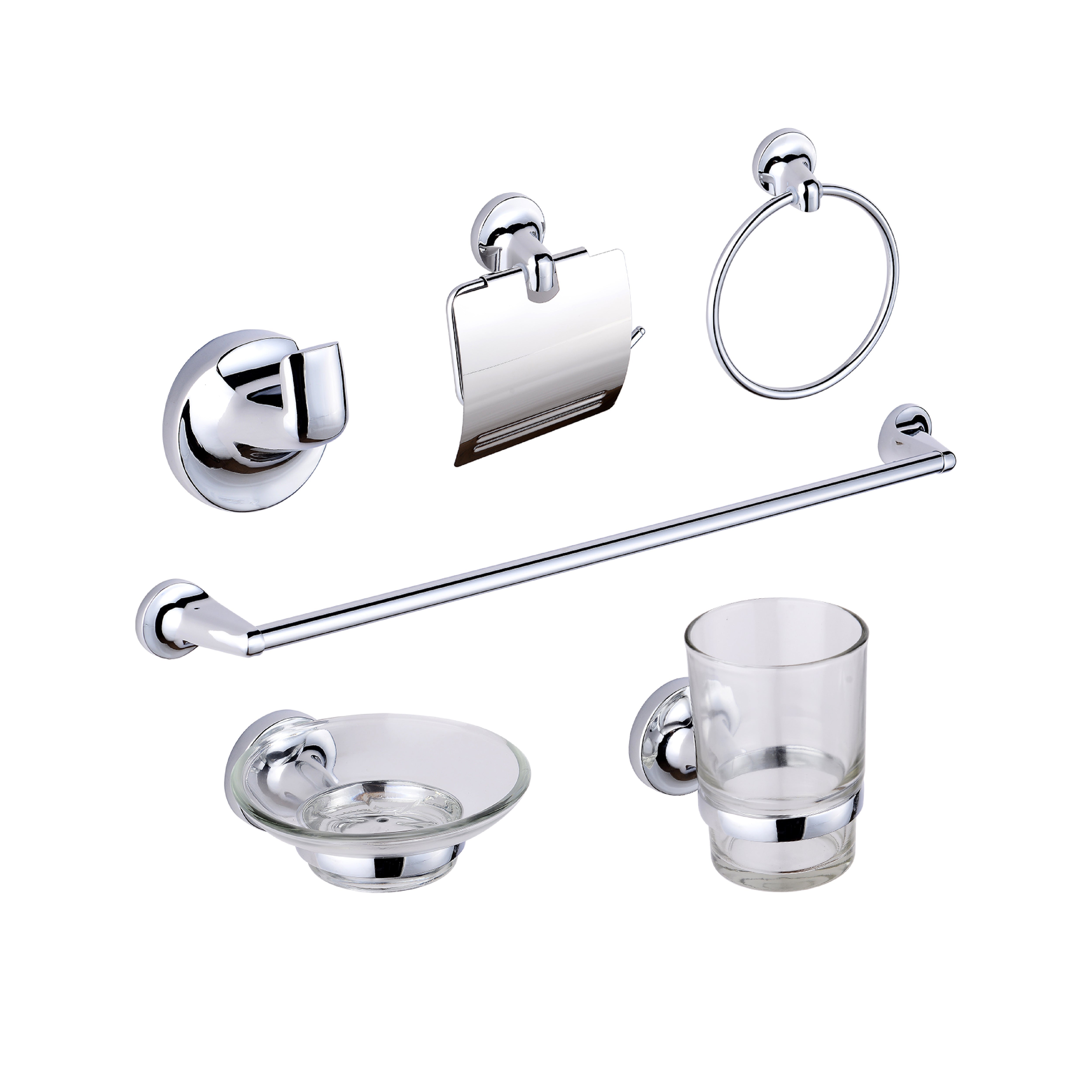 Set P/Baño 6 Pzas 4500-6  Base Circular Cromado - Fratelli