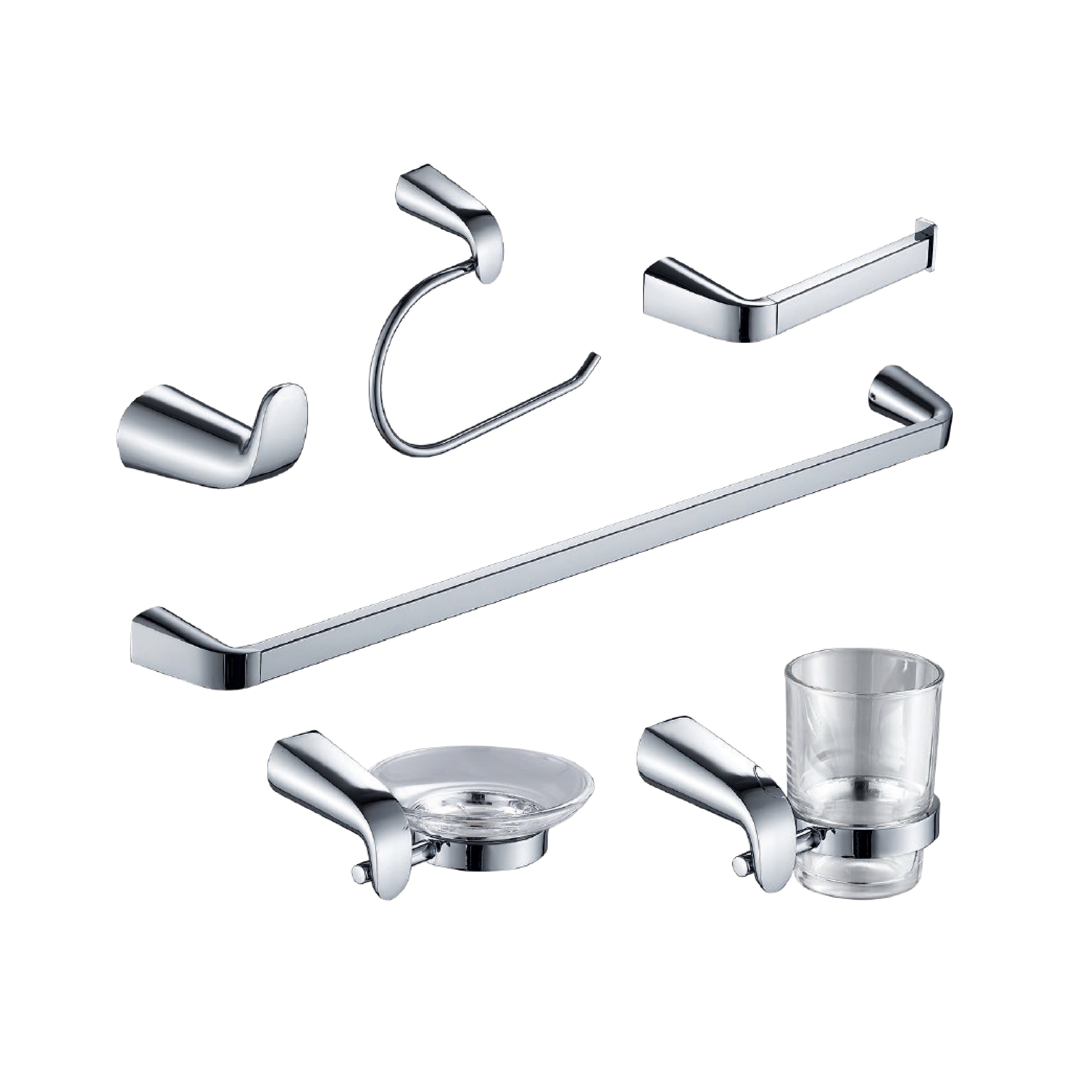 SET P/BAÑO 6 PZAS 0700-6 BASE CIRCULAR CROMADO - FRATELLI