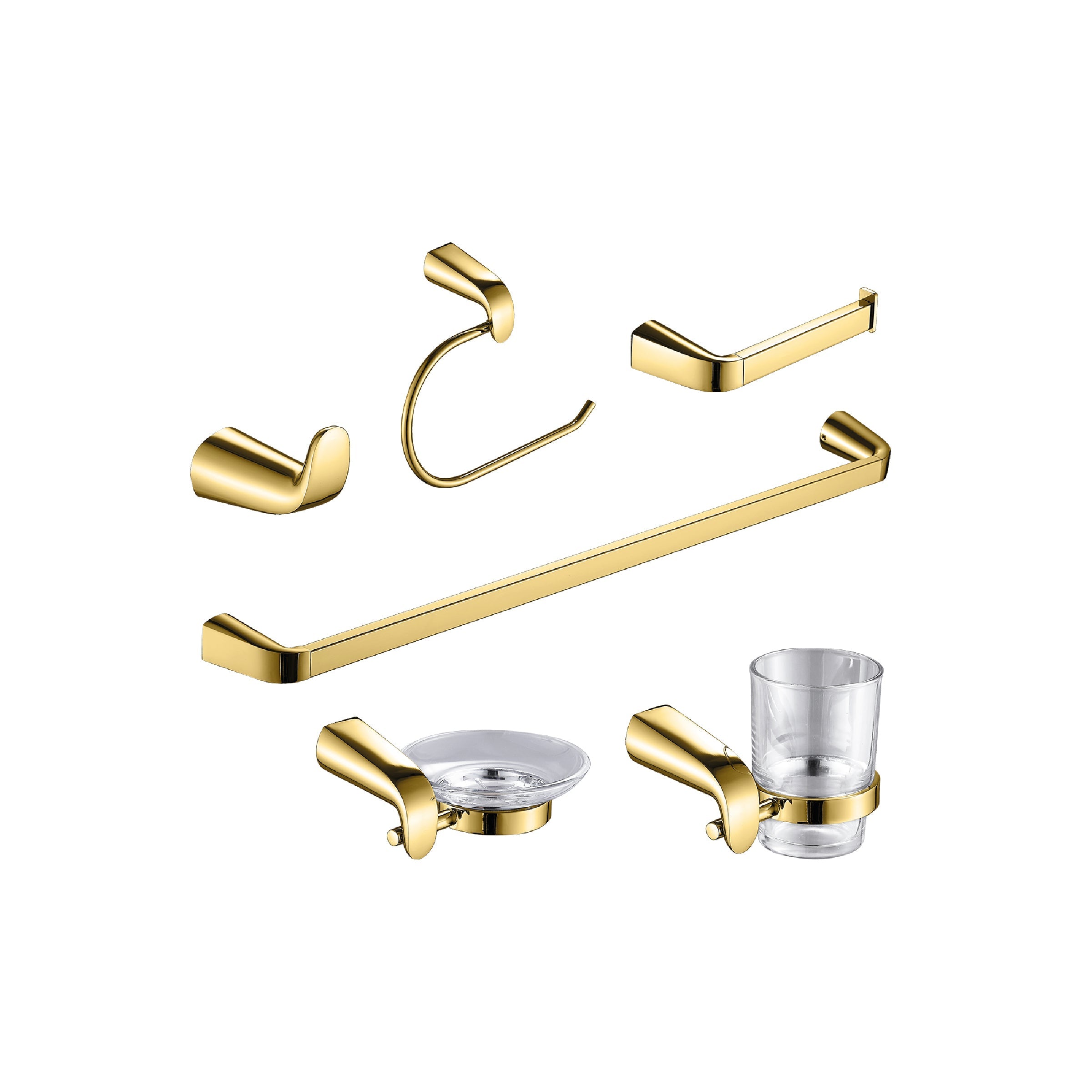 Set P/Baño 6 Pzas 0700-6 Base Circular Gold - Fratelli