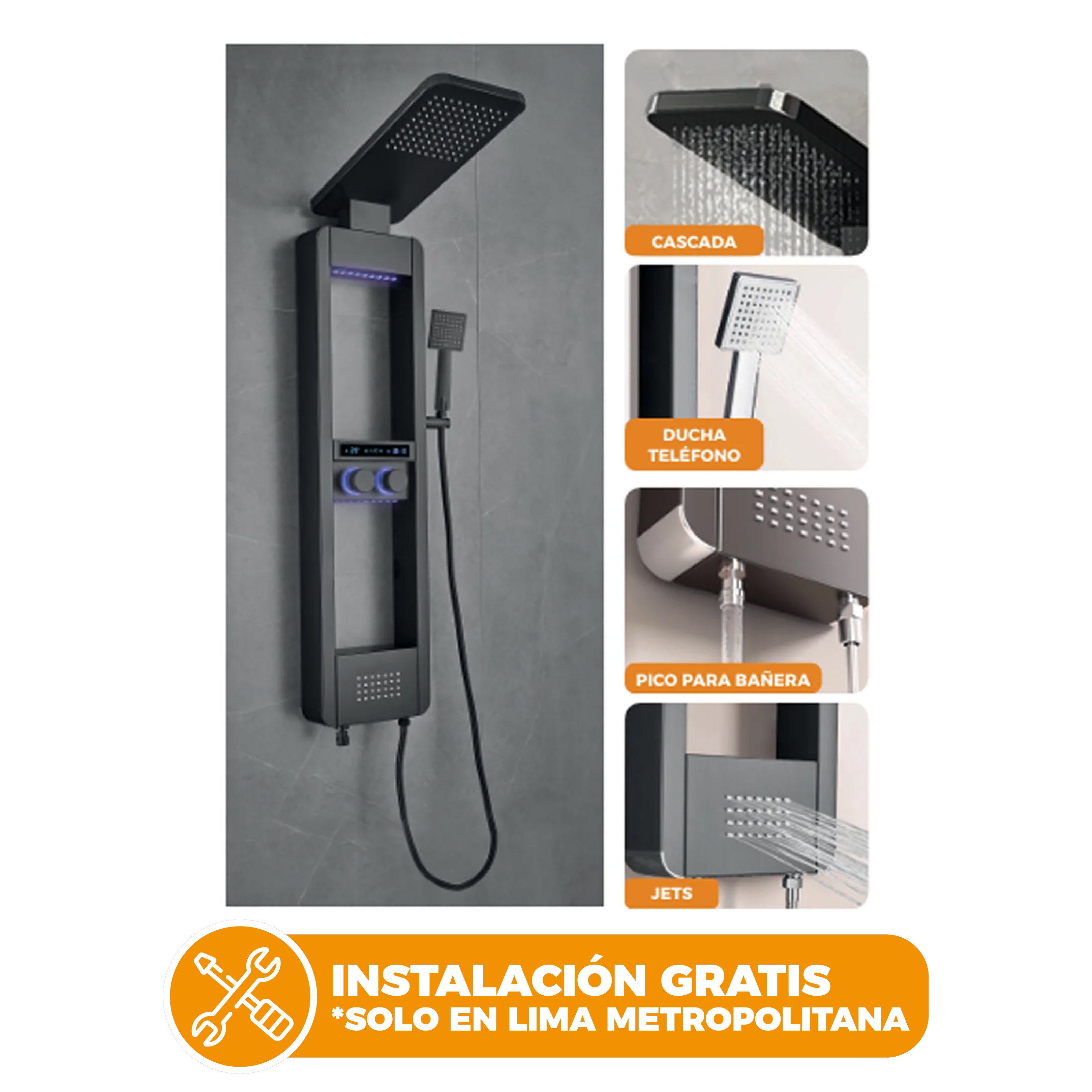 COLUMNA DE DUCHA NILO BLACK - FRATELLI SIGNATURE