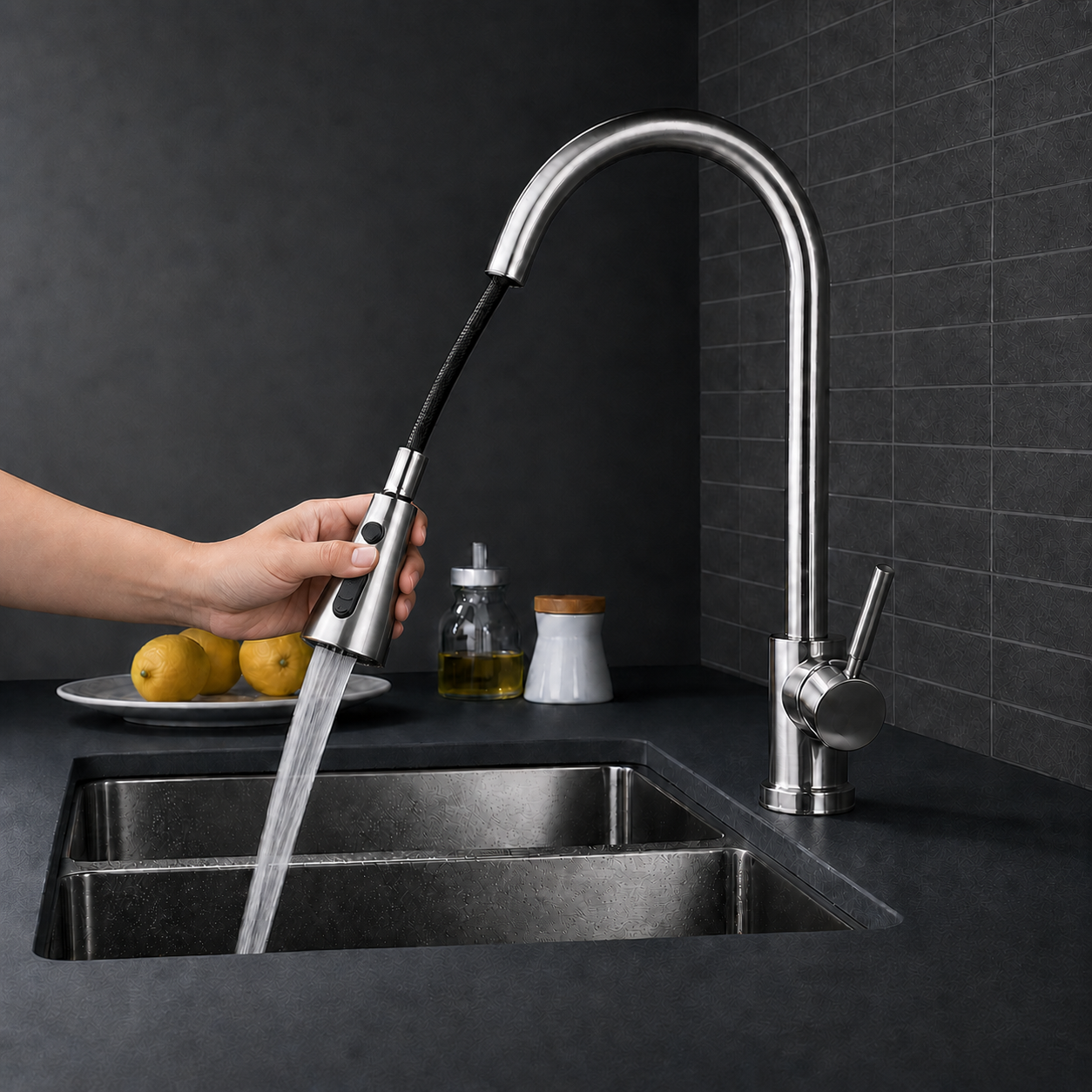 MEZCLADORA P/COCINA AL MUEBLE ACERO INOX. 3 FUNCIONES -CROMADO  - 0040030057 FRATELLI