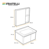 MUEBLE DE BAÑO DE ALUMINIO + ESPEJO CON SENSOR LED - KQ704Z-60 BONE - FRATELLI