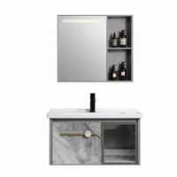 MUEBLE DE BAÑO DE ALUMINIO + ESPEJO CON SENSOR LED - QH401 GRIS - FRATELLI