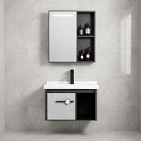 MUEBLE DE BAÑO DE FIBRA DE CARBON + ESPEJO CON SENSOR LED - SH602 GRIS - FRATELLI