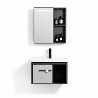 MUEBLE DE BAÑO DE FIBRA DE CARBON + ESPEJO CON SENSOR LED - SH602 GRIS - FRATELLI