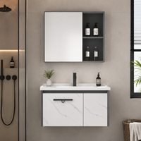 MUEBLE DE BAÑO DE PVC + ESPEJO - PV1002 BLANCO MARMOLEADO - FRATELLI