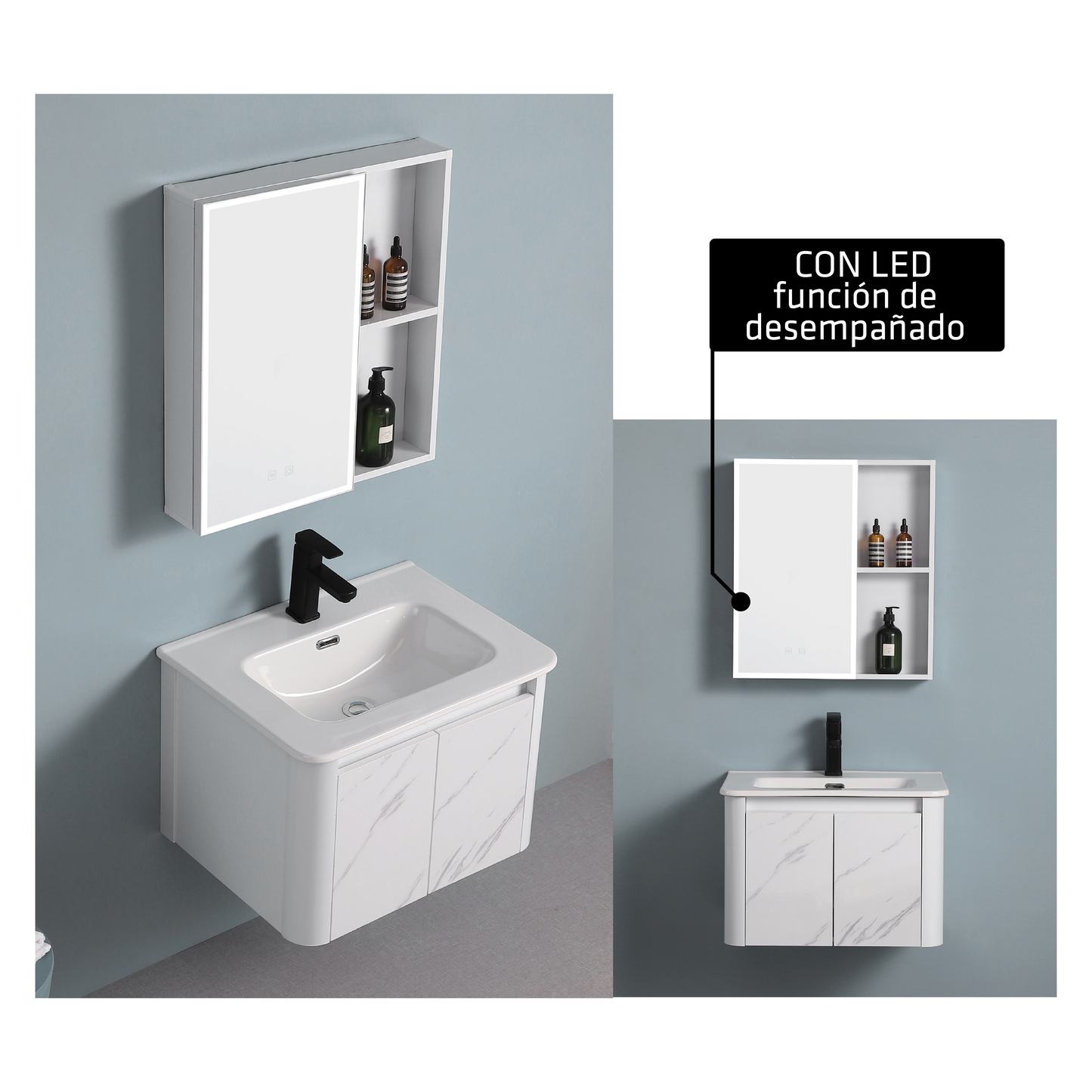 Mueble De Baño + Espejo Led De Aluminio Bs803-60 - Fratelli