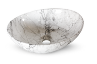 Bowl Loza (035-4) Mod. Ovalado Marmoleado Blanco C/Gris 40X33X14.5 - Fratelli