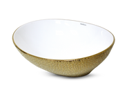 Bowl Loza (035 ) Mod.Ovalado Blanco C/Dorado Granito 40X33X14.5 - Fratelli