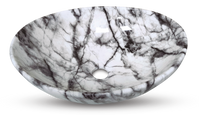 Bowl Loza (035) Mod. Ovalado Marmoleado Blanco C/Negro 40X33X14.5 - Fratelli