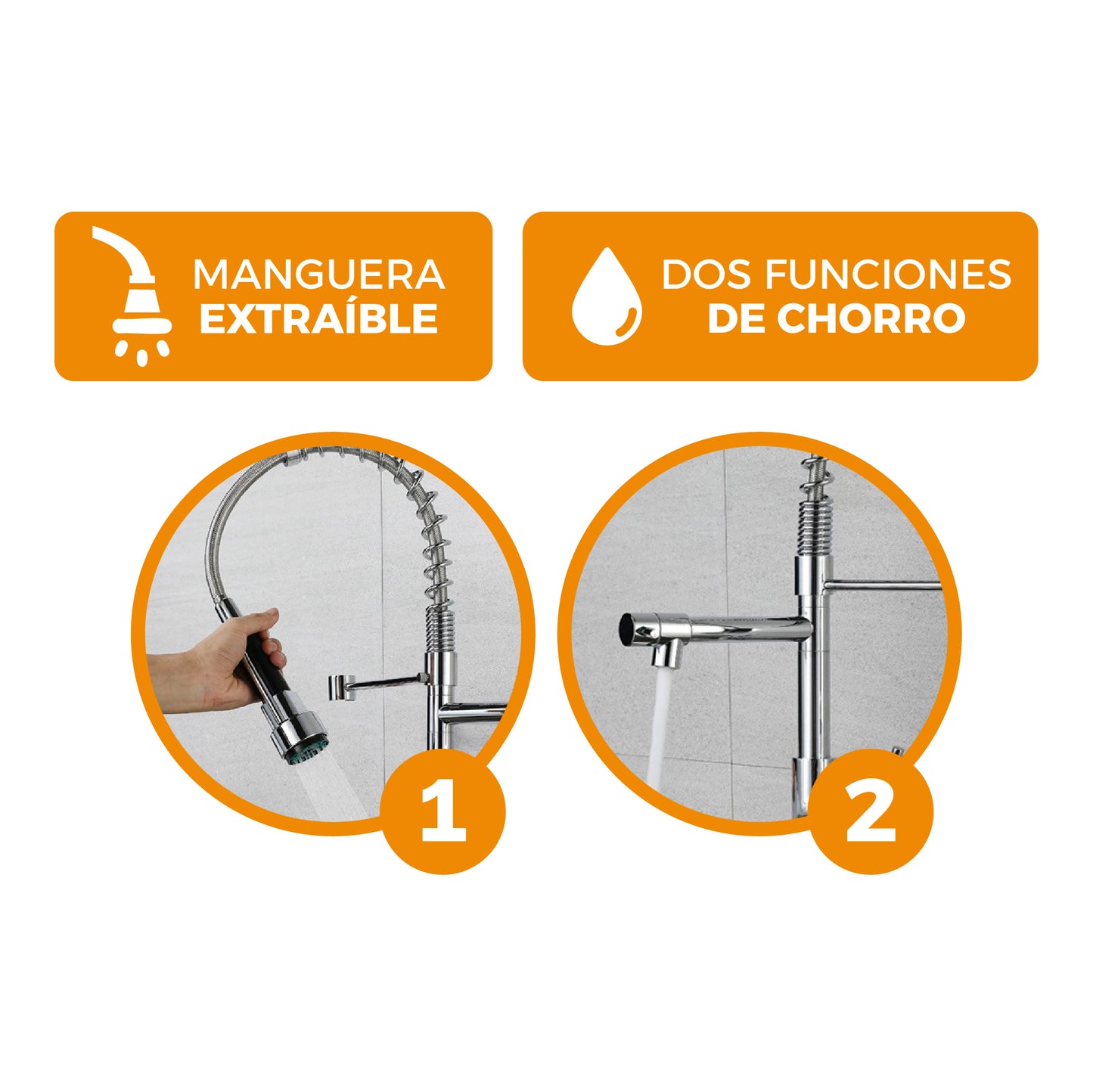 Llave P/Cocina Pared Navarra-2  Bronce Cromado - Fratelli Premium