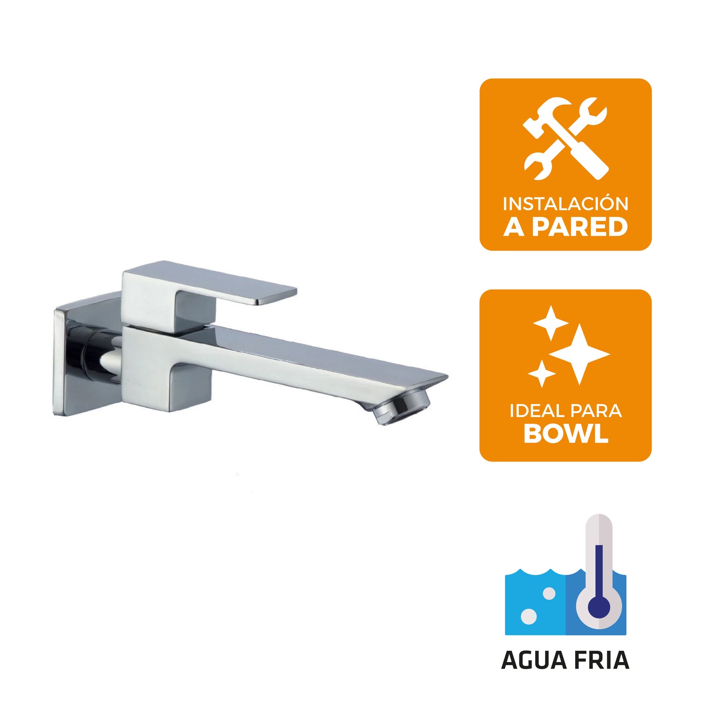 Llave P/ Bowl a la Pared Toronto-1P Cromado - Fratelli