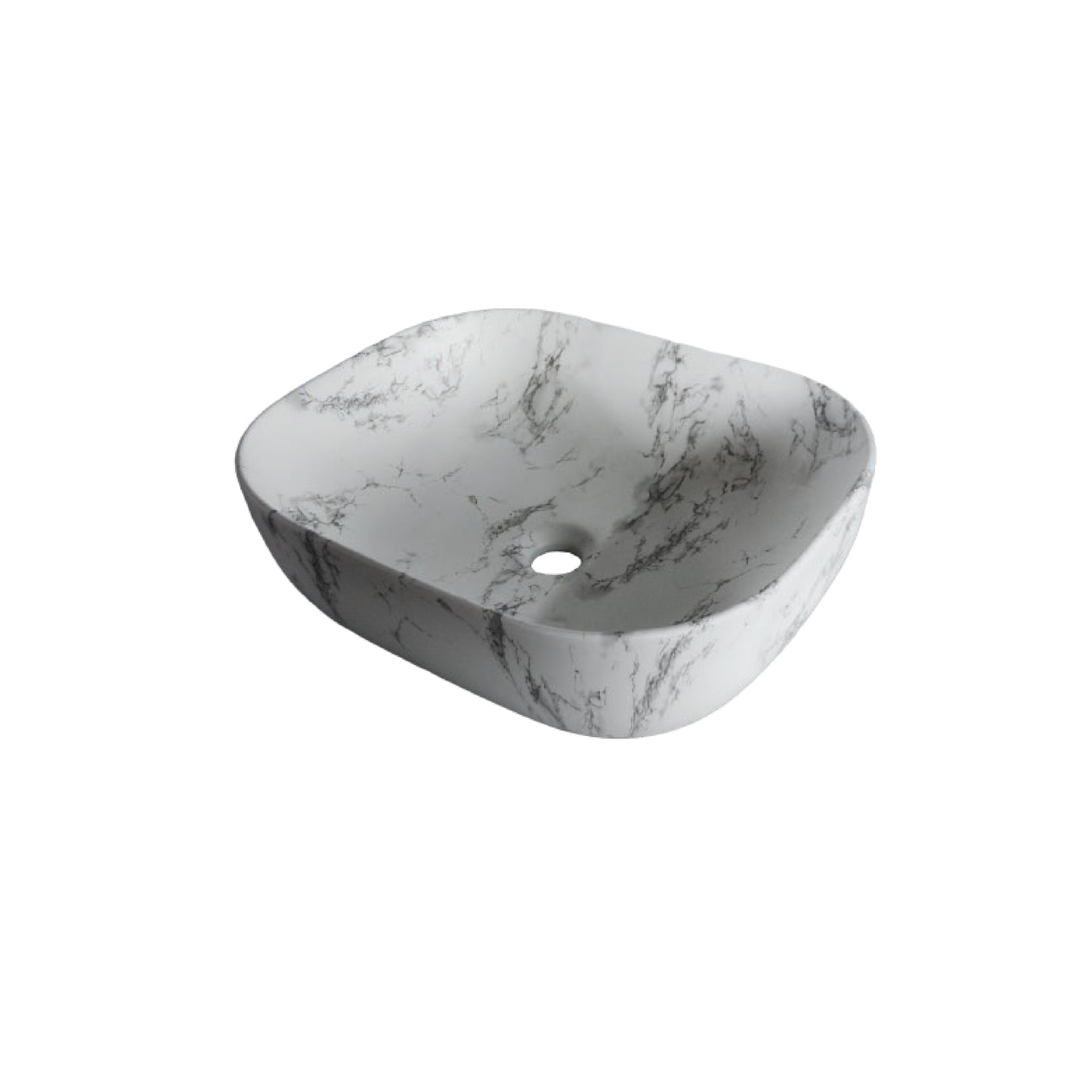 Bowl Loza (151-7) Mod. Rectangular Marmoleado Blanco C/Rojo 50X40X14-Fratelli