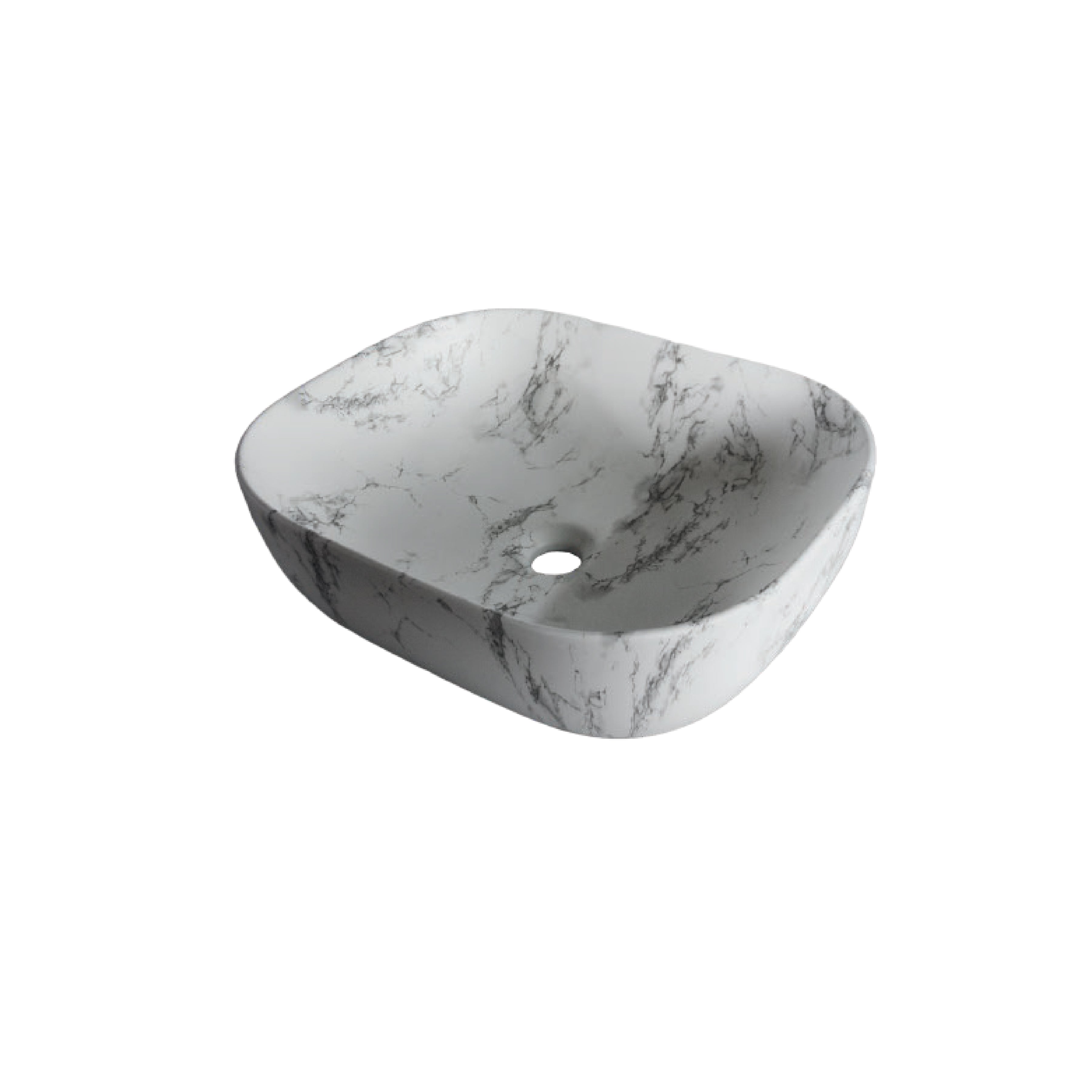 Bowl Loza (151-7) Mod. Rectangular Marmoleado Blanco C/Rojo 50X40X14-Fratelli