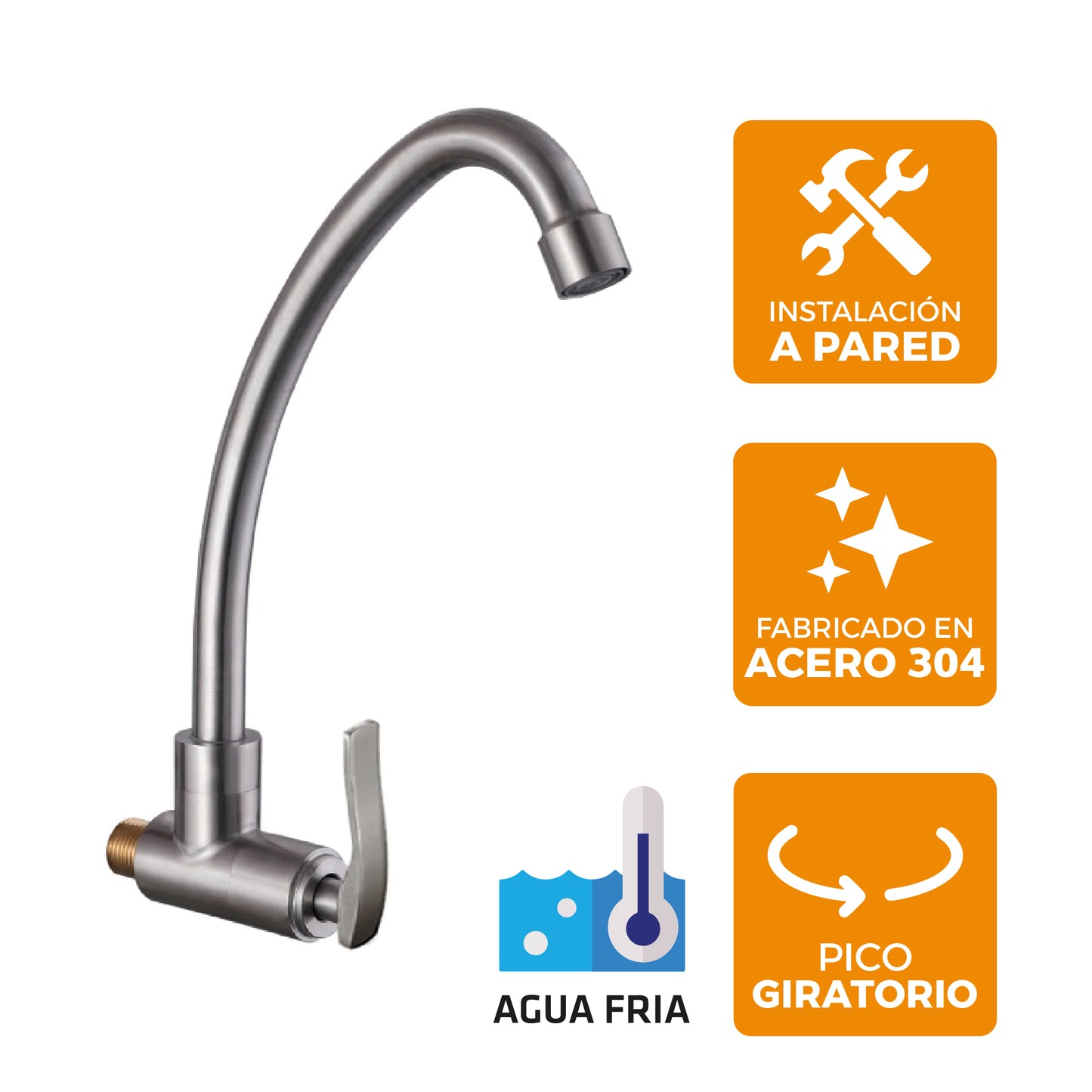 Llave P/Cocina PRS Pico Alto P-05 (Satinado)