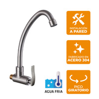 Llave P/Cocina PRS Pico Alto P-05 (Satinado)