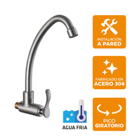 Llave P/Cocina PRS Pico Alto P-07 (Satinado)
