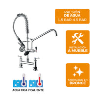 Mezcladora Industrial P/Cocina Cuisine con Rociador de 25 Pul. de altura al mueble Bronce - Fratelli Premium