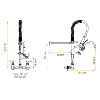 Mezcladora Industrial P/Cocina Cuisine con Rociador de 25 Pul. de altura a la pared Bronce - Fratelli Premium
