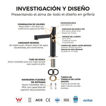 Mezcladora Love Series P/Cocina Goldenrose/Black - Fratelli