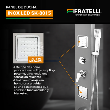 Panel De Ducha Inox Led Satinado Sk-8015 - Fratelli