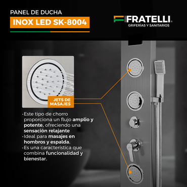 Panel De Ducha Inox Led Cromado Sk-8004 - Fratelli