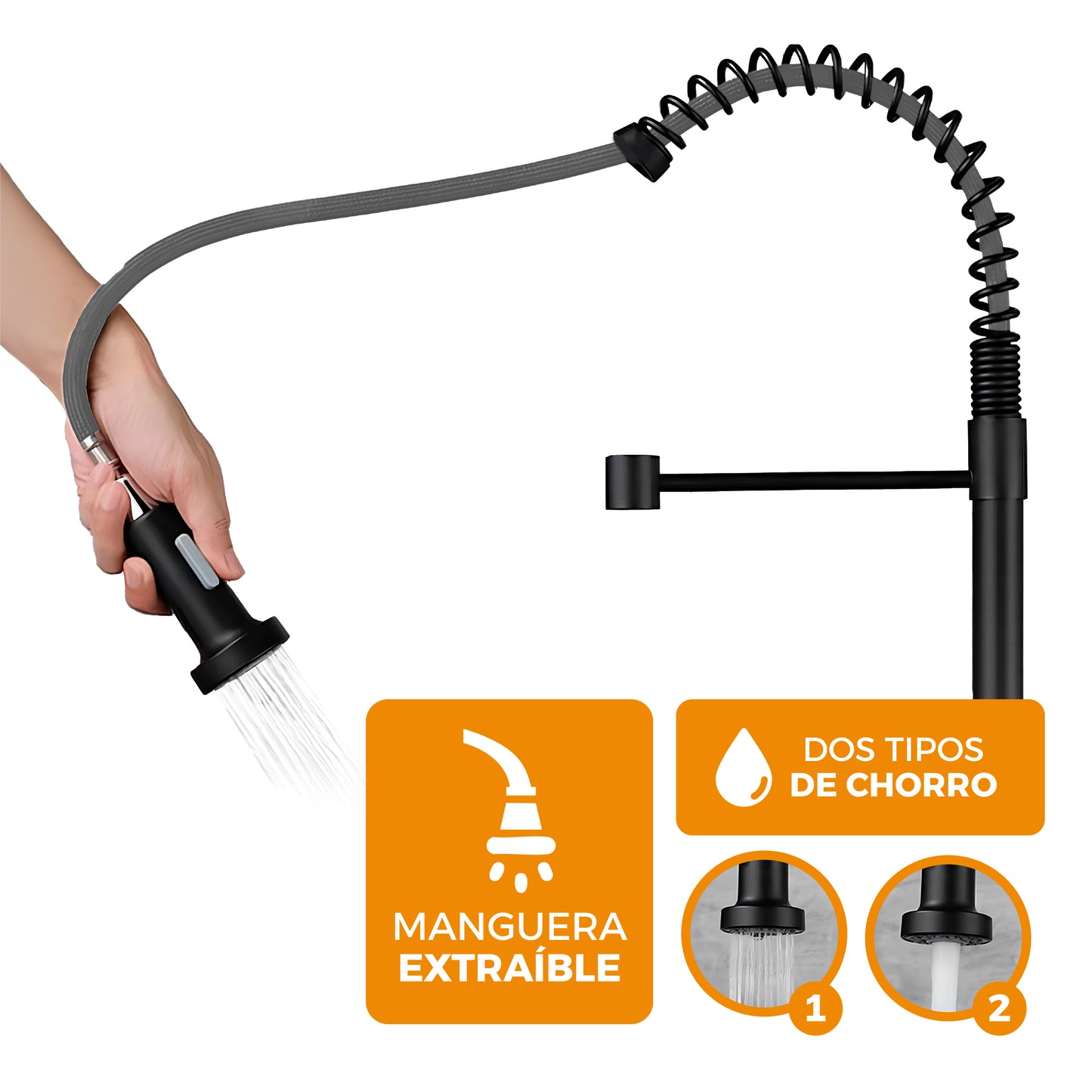 Llave P/Cocina a la Pared GBRA-6 SS 304 -Black-Fratelli