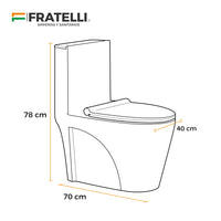 Inodoro One Piece Blanco Minimalista 8616 (70X40X78) +Tapa  Asiento Y Acces.Fratelli
