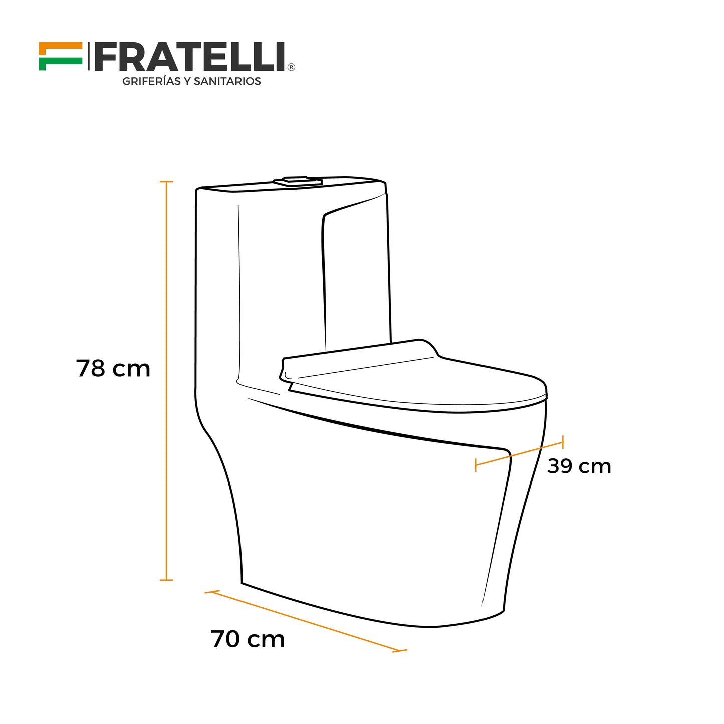Inodoro One Piece + Tapa Asiento Y Acces. Minimalista Blanco C/Dorado 8676Gl (70X39X78) - Fratelli