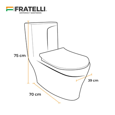 Inodoro One Piece + Tapa Asiento Y Acces. Minimalista Marmoleado Blanco C/Dorado 8676Mgl1(70X39X75) - Fratelli