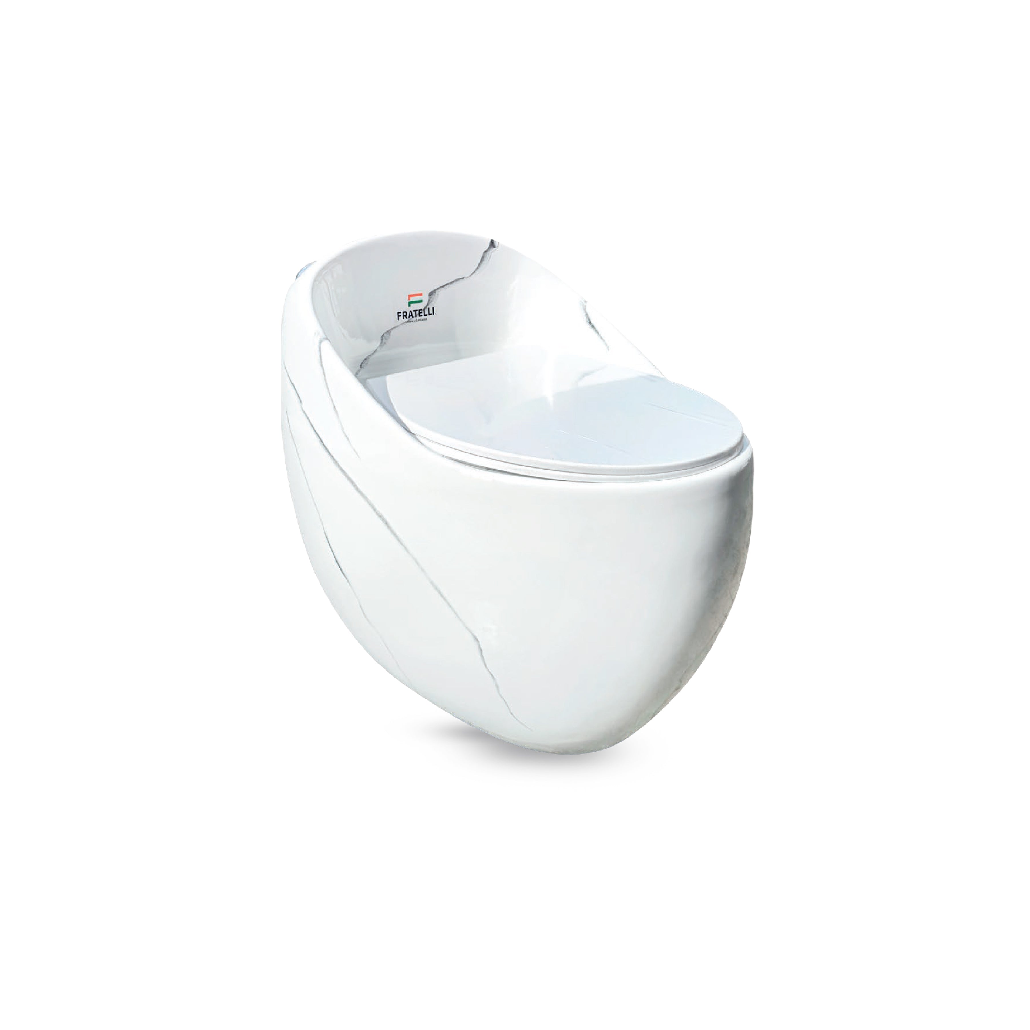Inodoro One Piece + Tapa Asiento y Acces. Ovalado Marmoleado 9125M (69X43X60) - Fratelli