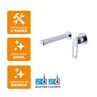 Mezcladora Monoc.P/Bowl Pared Sexy Soul Bronce Cromado - Fratelli Premium