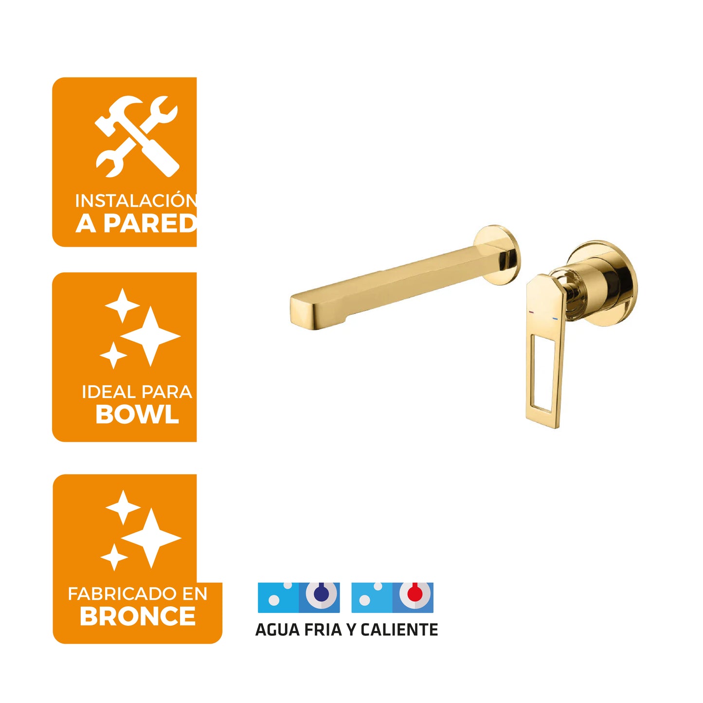 Mezcladora Monoc.P/Bowl Pared Sexy Soul Bronce Gold - Fratelli Premium