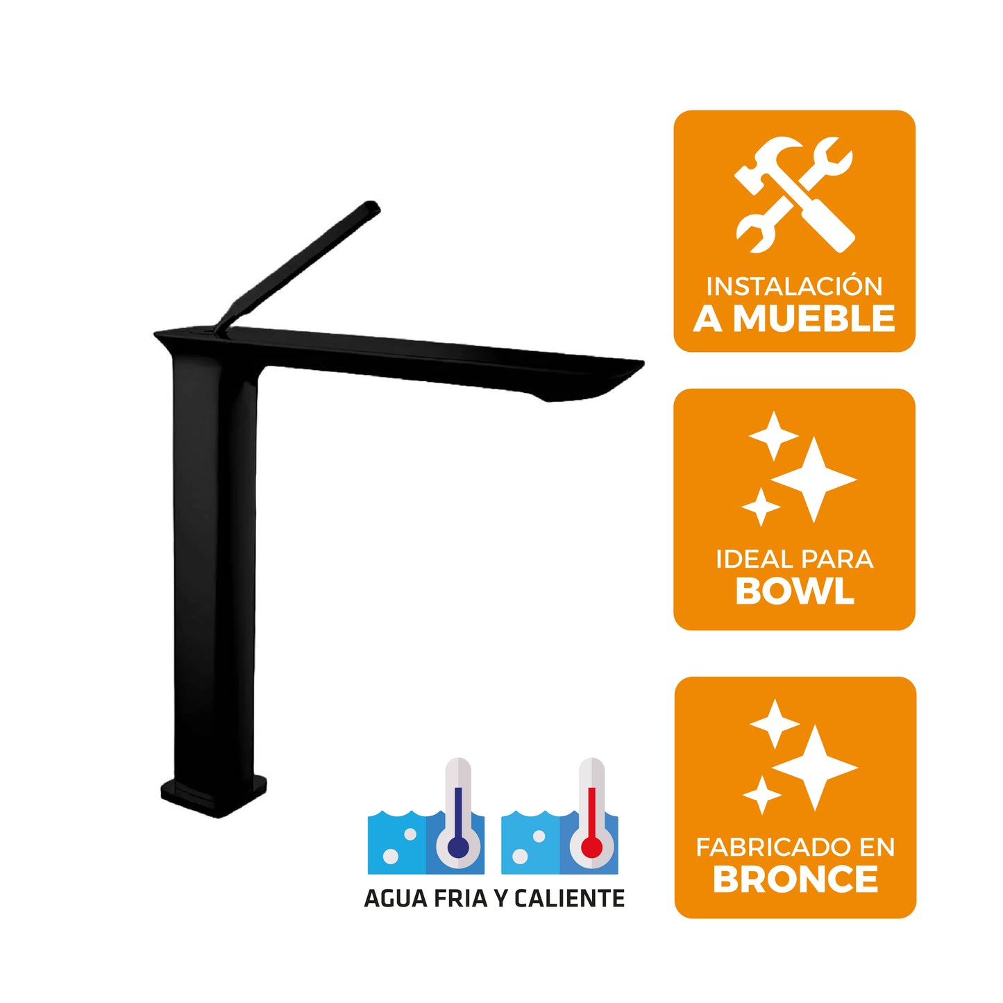 Mezcladora Monoc.P/Bowl (Alto) Bossini-1 Bronce Black - Fratelli Premium