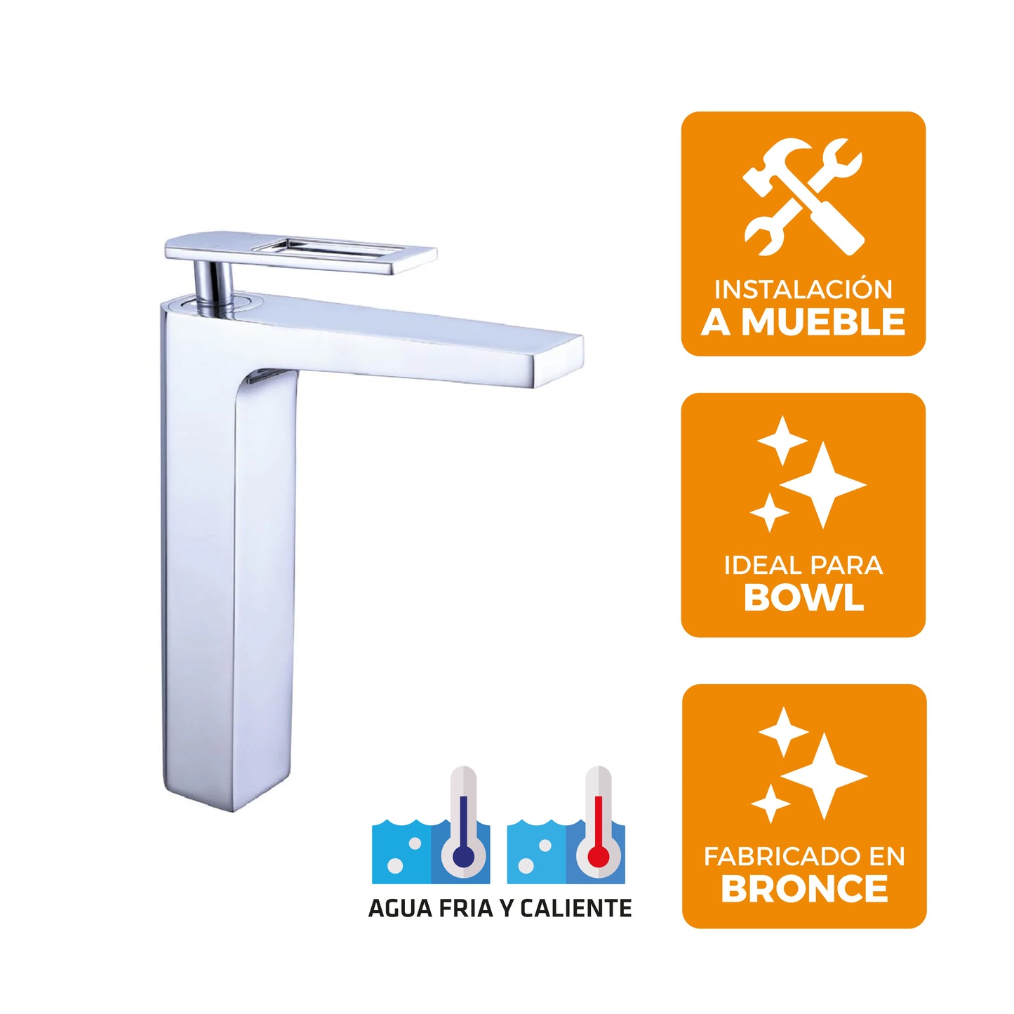 Mezcladora Monoc.P/Bowl (Alto) Sexy Soul Bronce Cromado - Fratelli Premium