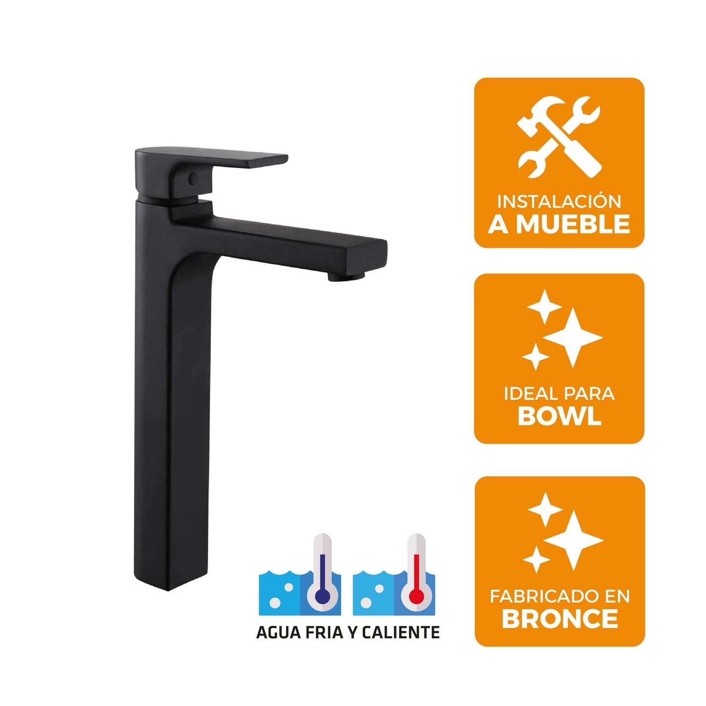 Mezcladora Monoc.P/Bowl (Alto) Torino-1  Bronce Black - Fratelli Premium