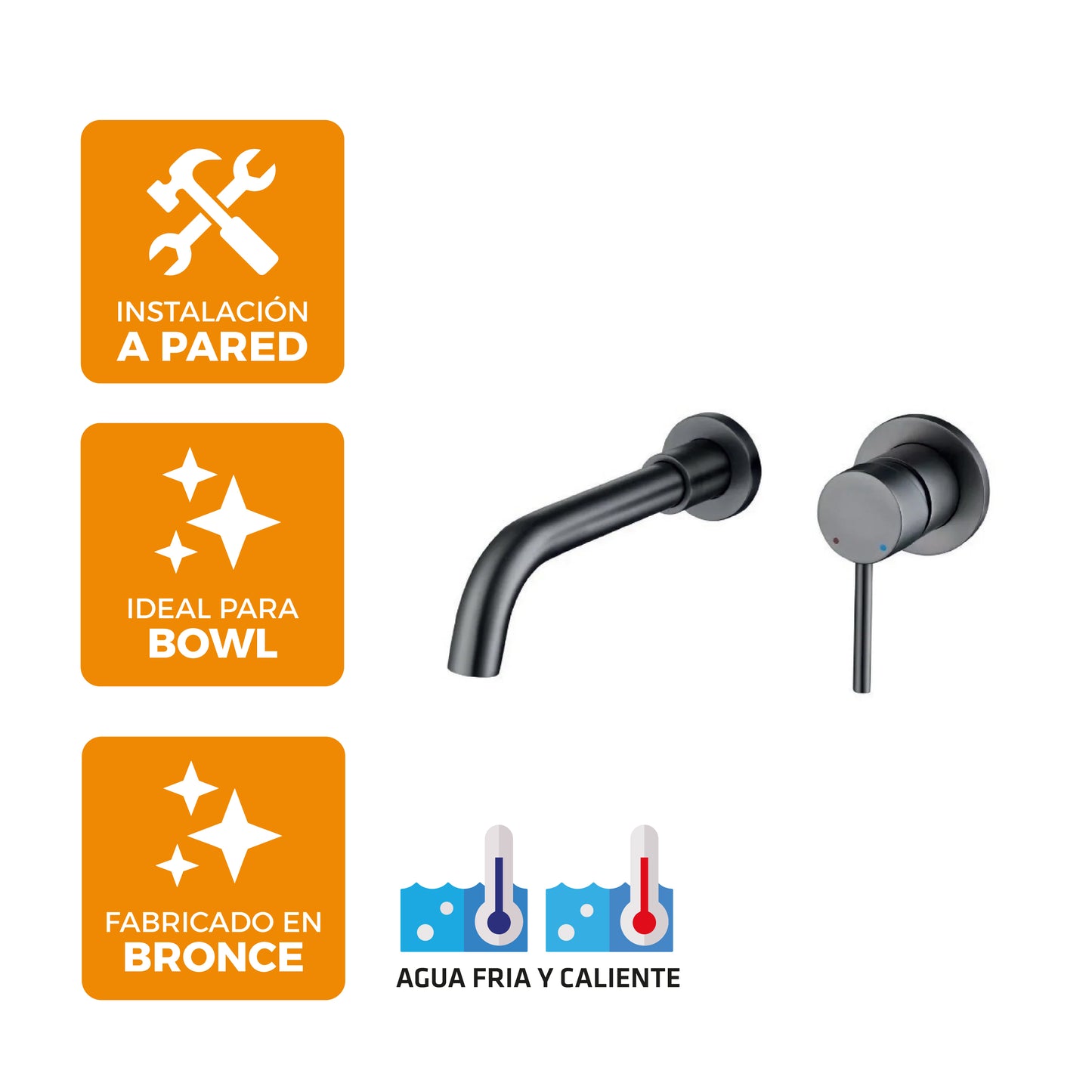 Mezcladora Monoc.P/Bowl Pared Cataleya Bronce Gun Grey - Fratelli Premium