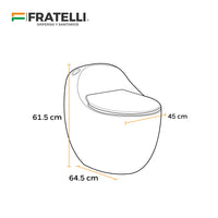 Inodoro One Piece  Afrodita + Tapa Asiento Y Acces. Ovalado Blanco Y Linea Dorada (645X450X615) - Fratelli Premium