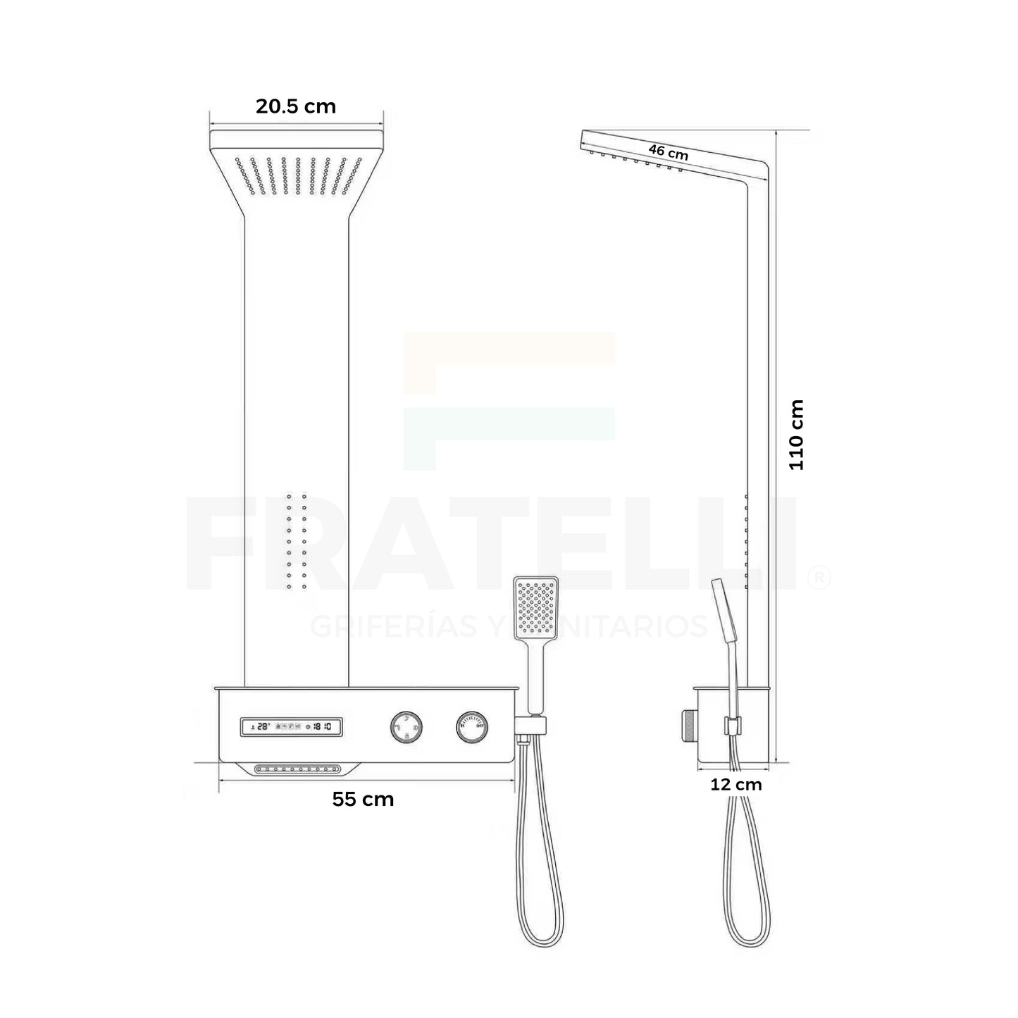 COLUMNA DE DUCHA AMAZONAS BLANCO Y NEGRO - FRATELLI SIGNATURE