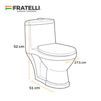 Inodoro One Piece Baby (niños) + Tapa De Asiento Y Accs. Blanco 001 (51X27.5X52) Fratelli