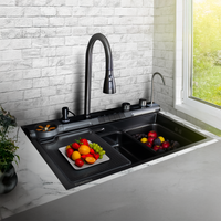 LAVADERO MULTIFUNCIONAL BHI 40030039 DE ACERO INOX.304 BLACK C/MEZCLADORA +FILTRO DE AGUA (5 FUNCIONES) 75X45X23 CM -FRATELLI PREMIUM39