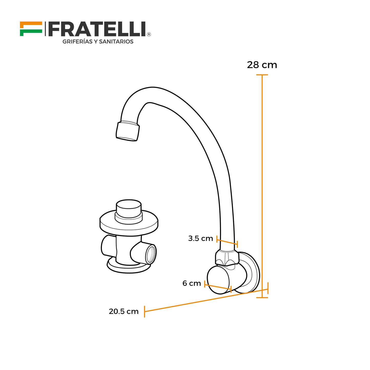 Llave P/Cocina-Pared C/Temporizado En Piso-Fratelli