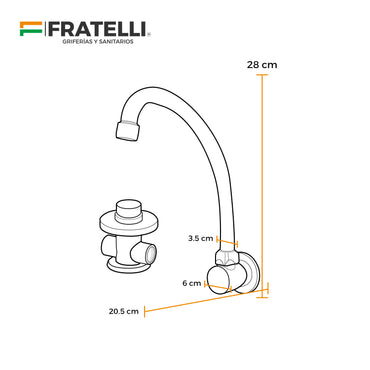 Llave P/Cocina-Pared C/Temporizado En Piso-Fratelli