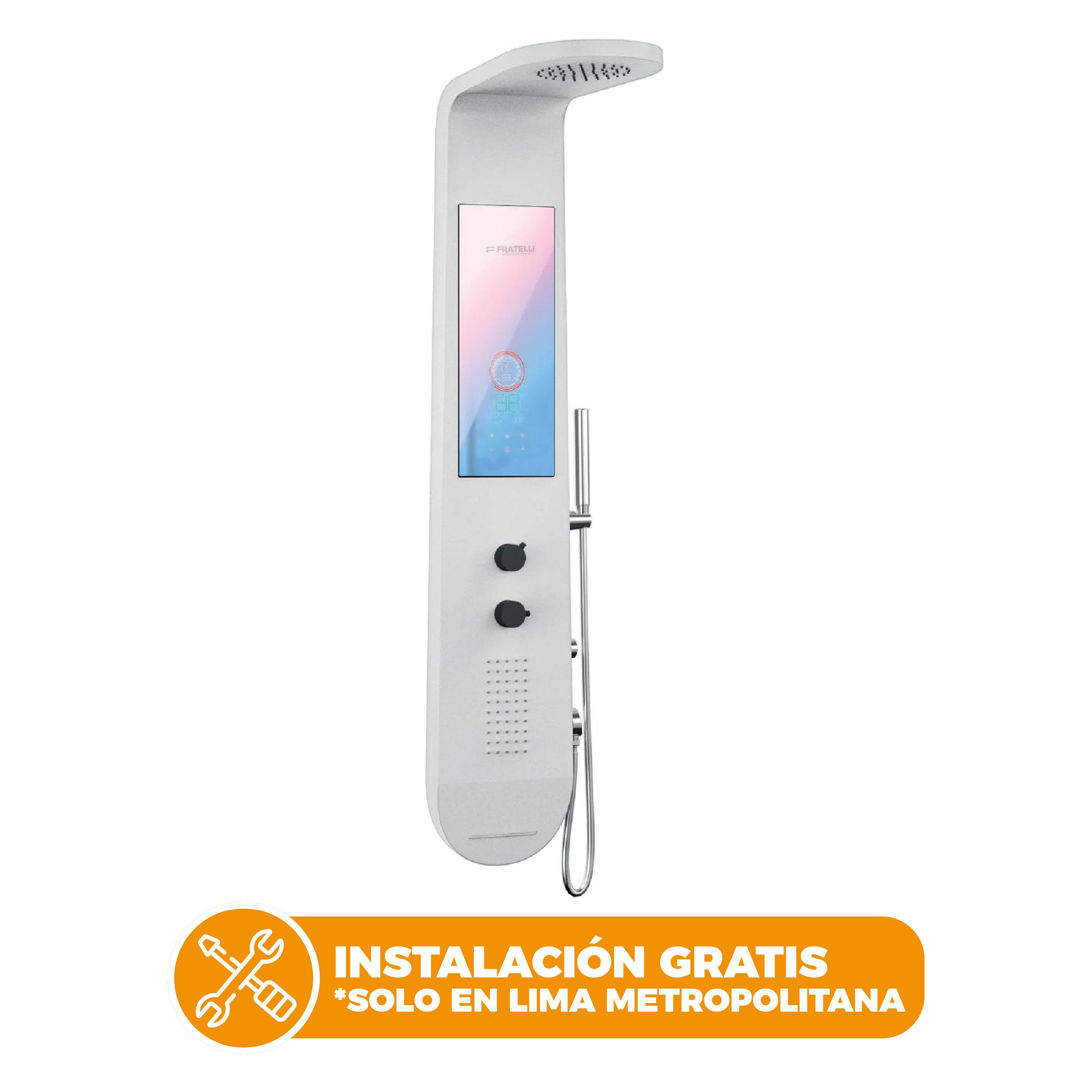 PANEL DE DUCHA CALENTADOR INTELIGENTE SERIES C/4 FUNCIONES -HC06 SUS 304 BLANCO - FRATELLI SIGNATURE
